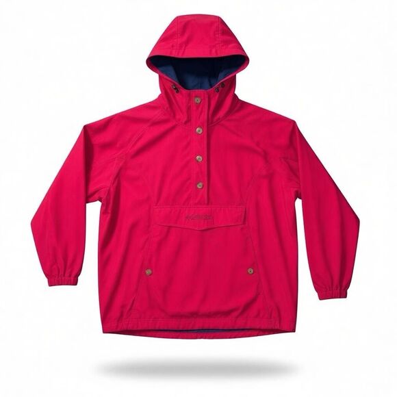 Columbia Other - Vintage Columbia Nylon Pullover Hooded Jacket Men's Size Large Red Big Pocket